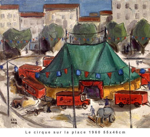 Le cirque sur la place 1960 55x46cm